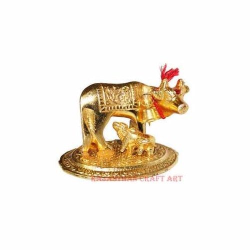 Golden Metal Cow And Calf Statue