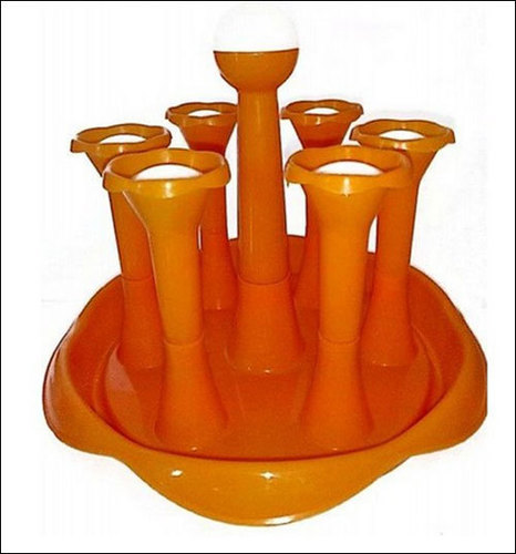 Orange Color Kitchen Glass Stand - Plastic Material, 6 Stand Design | Suitable for Home and Hotel, Good Quality Fine Finish