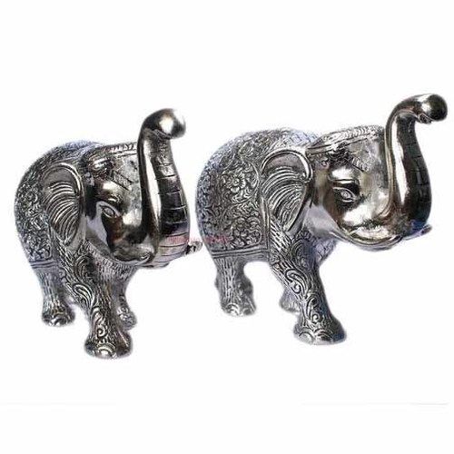 Silver Colour White Metal Elephant Set