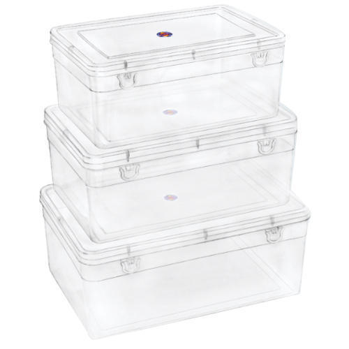 thumbnail image 2 of 1PC Transparent Plastic Rectangular Storage Box With Lid - Small Parts Organizer 2 of 4