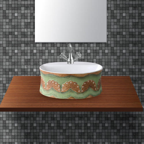 ग्रे फैंसी राउंड वॉश बेसिन