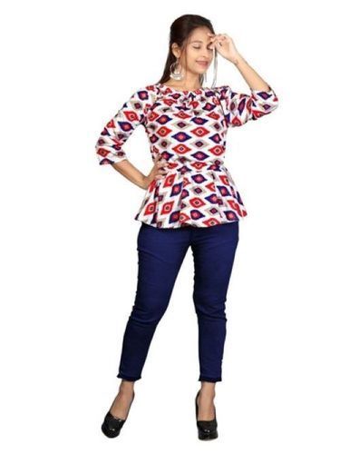 Multicolor Printed Designer Cotton Top