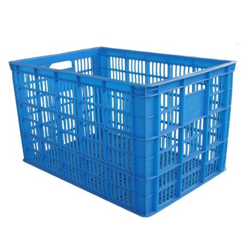 Blue Rectangular Plastic Storage Crate