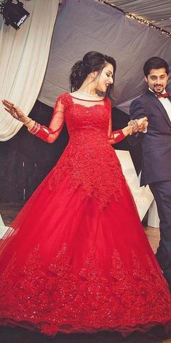 Beautiful Premium Quality Printed Work Georgette Red Color Gown