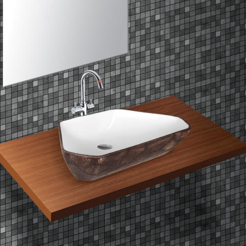 Brown Shiny Look Trapezoid Wash Basin