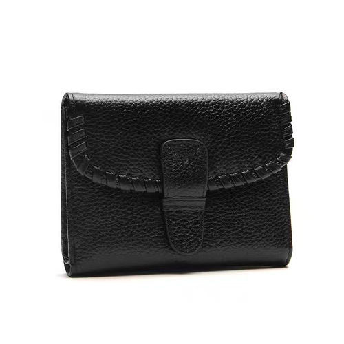 Ladies Small Leather Zipped Coin Purse Black QL223 - Quenchy London
