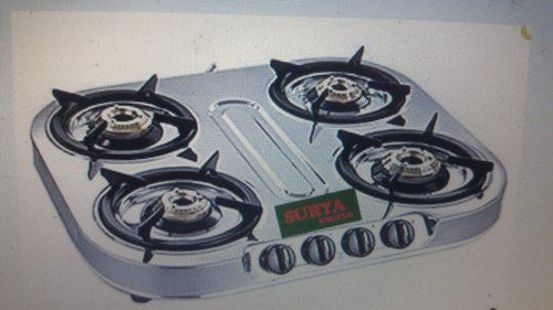 Silver Durable Four Burner Cooktop