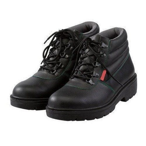 High Ankle Leather Safety Shoes - Size 6-11, Black Leather Design | Water Resistant, Oil Resistant, Anti-Skid, Anti-Static Features