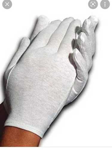 White 10-15 Inches Cotton Gloves