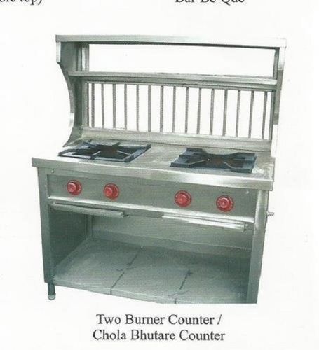 Grey Two Burner Chole Bhature Counter