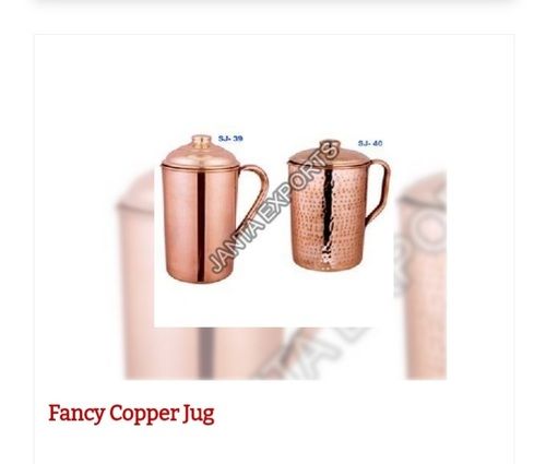 Fancy Plain Copper Jug With Lid For Serving Water