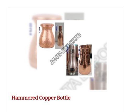 Fully Polished Antique Style Golden Hammered Copper Bottle