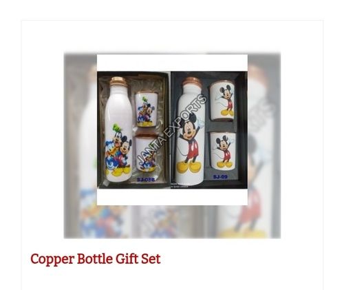 Fully Polished Golden Color Copper Bottle Gift Set