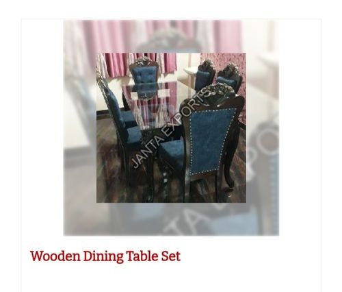 Fully Polished Rectangular Shape Wooden Dining Table Set