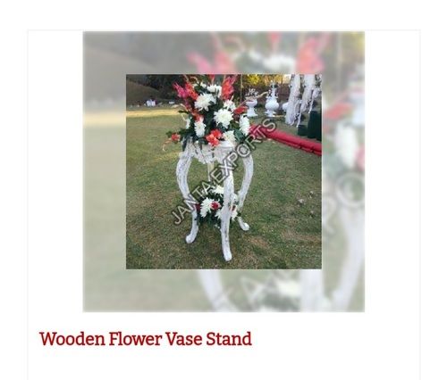 Round Shape Plain White Color Wooden Flower Vase Stand