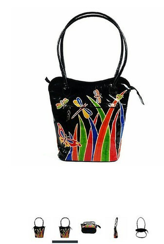 Black Fashion Leather Handbag - Color: Multicolor