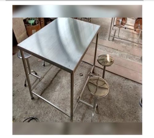 Four Seater Stainless Steel Canteen Dining Table Set