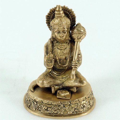 Easy To Clean Golden Brass Beared Hanuman Statue