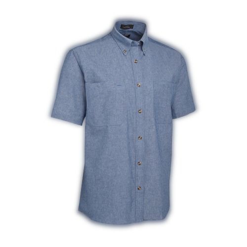 Dry Cleaning Plain Cotton Blue Half Sleeve Casual Shirts For Mens