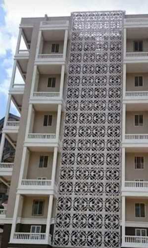 White Rectangular Shape Grc Elevation Screen Jali