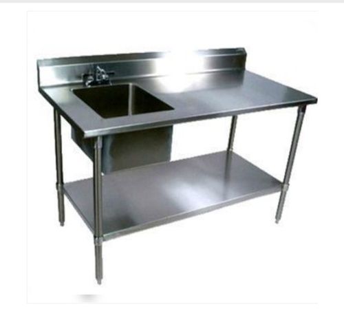  साइड टेबल के साथ आयताकार आकार का स्टेनलेस स्टील सिंगल सिंक किचन यूनिट 