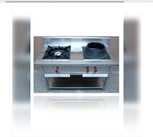 Silver Color Stainless Steel Two Burner Gas Stove for Restaurant 