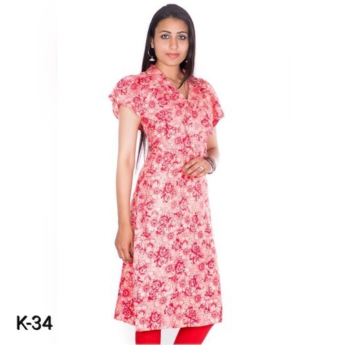 Casual Wear Stylish Breathable 34Th Frill Sleeves Rayon Printed Kurti For  Ladies Bust Size 33 Inch In at Best Price in Jaipur  Jyoti Saree