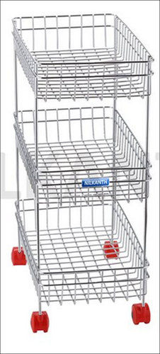 Stainless Steel Crome Finish Kitchen Vegetable Trolley