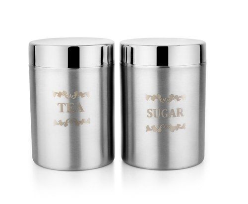 Silver Stainless Steel Kitchen Container For Tea And Sugar