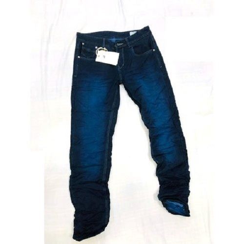 Stylish Dark Blue Slim Fit Plain Denim Jeans For Mens
