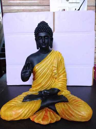 Easy To Clean Black Sitting Posture Frp Gautam Buddha Statue