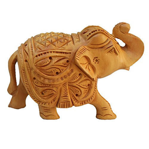 Wood Carved Wooden Elephant Statue For Home Decor