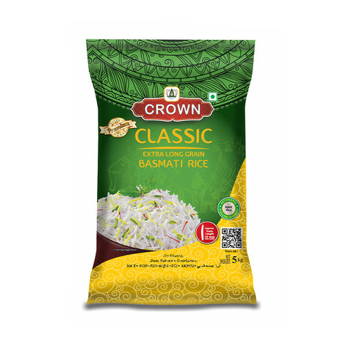 Crown Classic Long Grain, Gluten Free,Double Polished,100% Natural Basmati Rice , 5 Kg