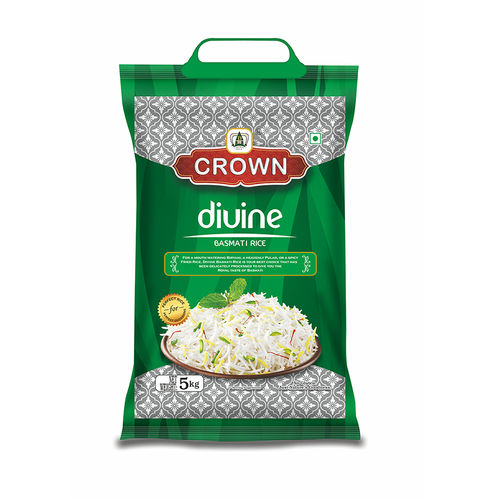 Crown Divine Premium Quality Long Grain,Gluten Free, Double Polished,100% Natural Basmati Rice , 5 Kg