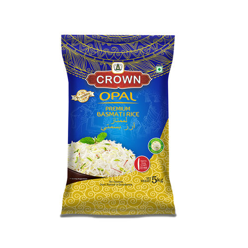 Crown Opal Premium Quality Long Grain, Gluten Free,Double Polished,100% Natural Basmati Rice , 5 Kg
