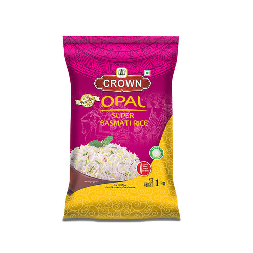 Crown Opal Super Quality Long Grain, Gluten Free,Double Polished,100% Natural Basmati Rice , 1 Kg