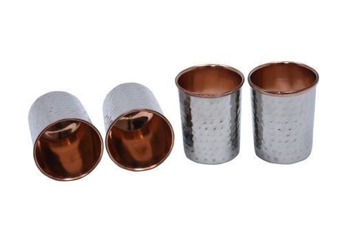 Kwality Smooth Finish Hammered Copper Steel 4 Glass Set