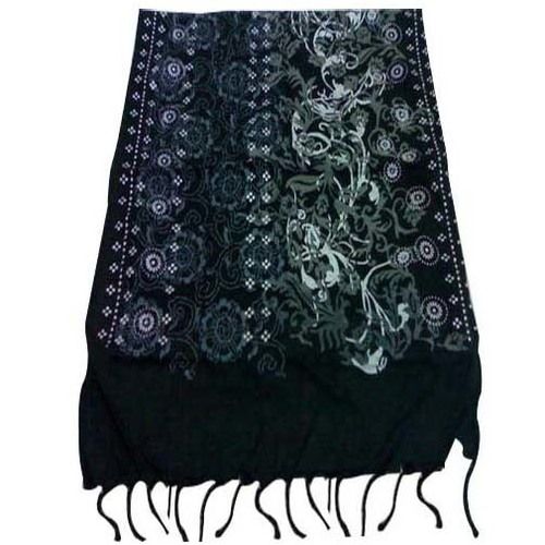 Ladies Printed Black Shawl Size: Standard