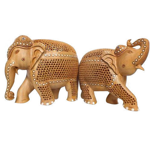 Meenakari Work Wooden Elephant Statue