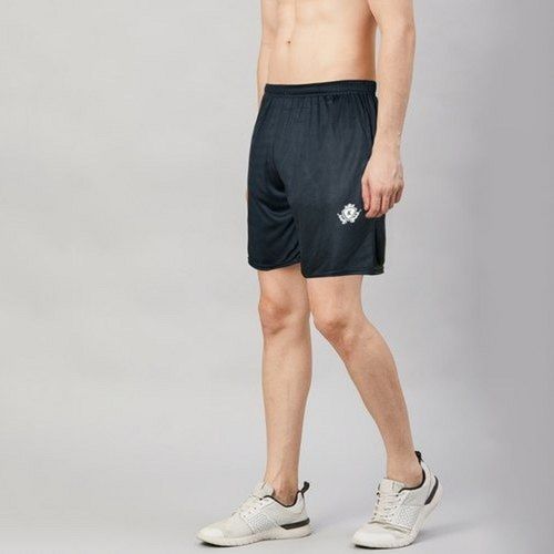 Mens Regular Wear Black Nylon Shorts With Pocket