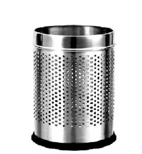 Silver Round Shape Stainless Steel Dustbin 