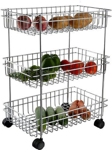 Shiny Look Stainless Steel Kitchen Trolley Use: Home