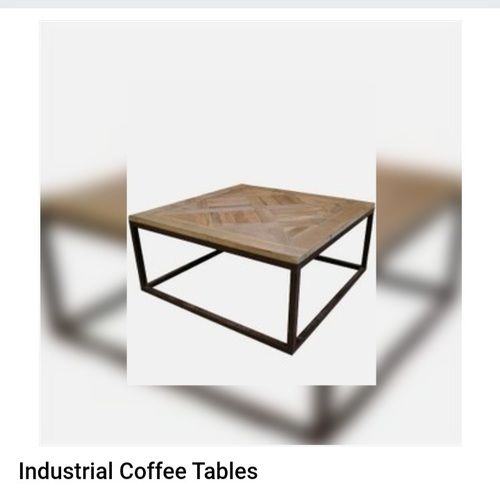 Solid Wood Tops with Metal Legs Industrial Coffee Tables