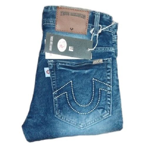 Stylish Casual Wear Stretchable Faded Blue Denim Jeans For Mens