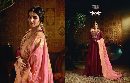 Amirah 11058 Heavy Satin Work Long Designer Gown