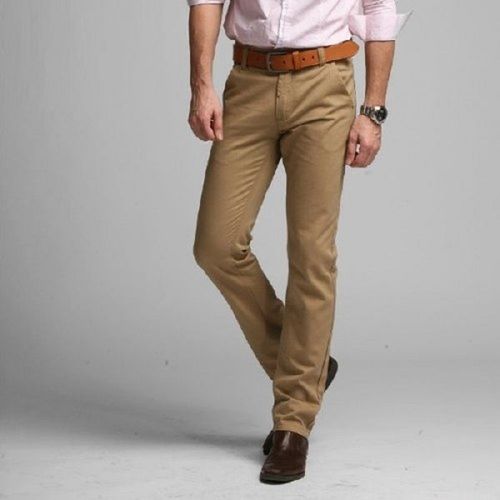 Buy BURNT UMBER Natural Solid Cotton Regular Fit Men's Casual Trousers |  Shoppers Stop