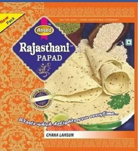 Delicious Taste Round Crispy Chana Lahsun Papad, 200-400 gram