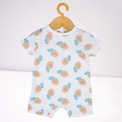 Smooth Feel Round Neck Half Sleeve Multicolor Printed Cotton Dresses For Infant Babies