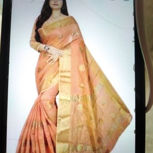 Orange Party Wear Printed Designer Cotton Saree