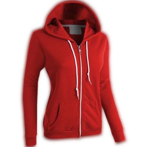 Washable Pure Polyester 300 Gsm Red Stylish And Trendy Girls Hoodies Specially For Winter Season